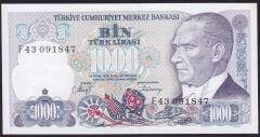 7.Emisyon 2.Tertip 1000 Lira F43 091847 Çil