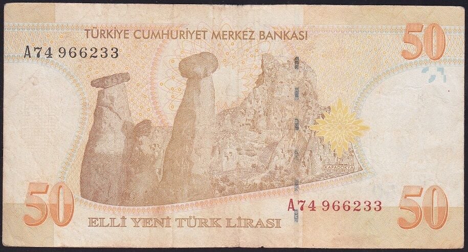 8.Emisyon 50 YTL A74 966233 Çok Temiz