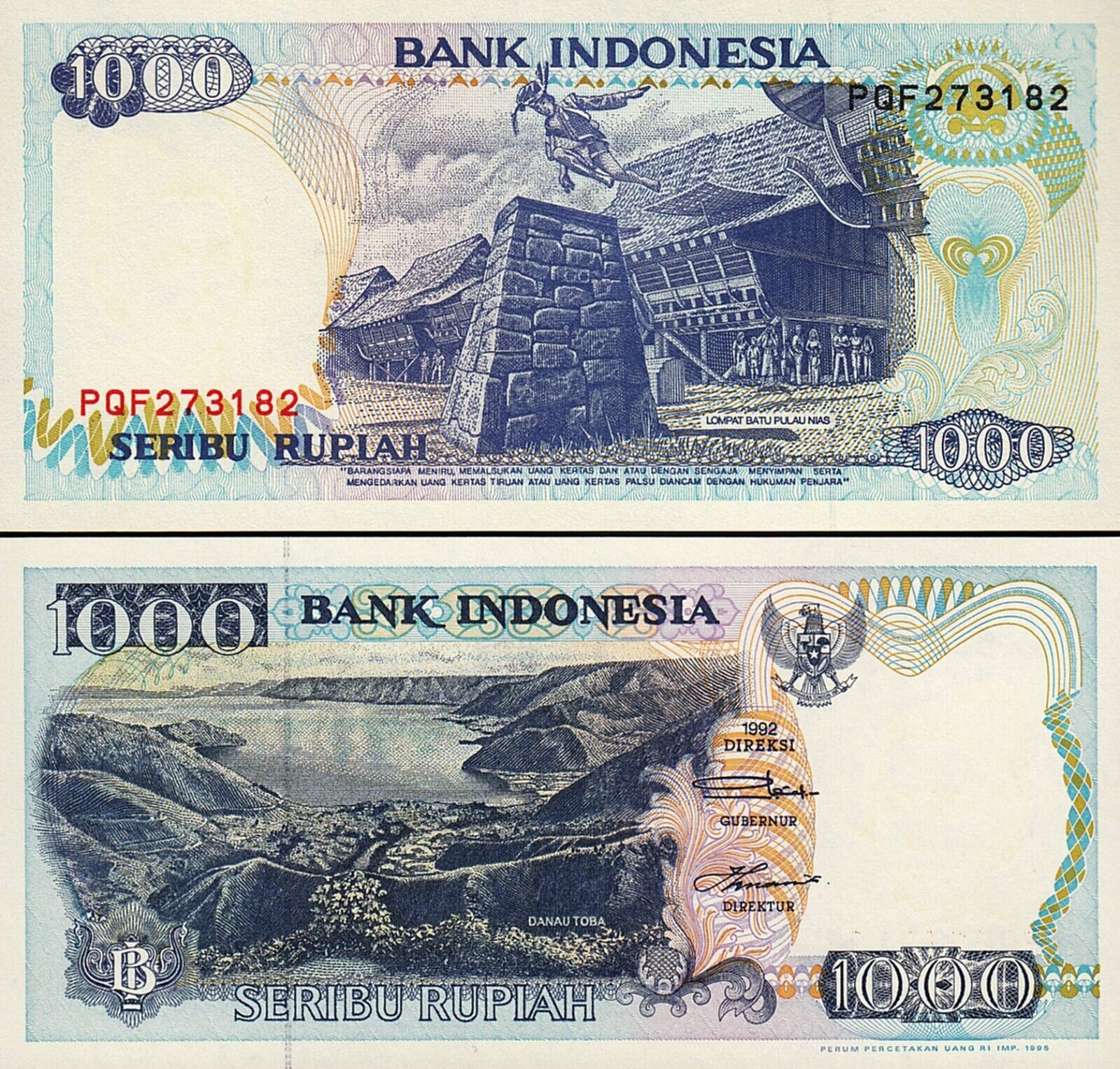 Endonezya 1000 Rupiah 1992/1995 Çil Pick 129d