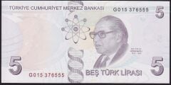 9.Emisyon 7.Tertip 5 Lira G015 376555 Çil