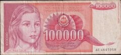 Yugoslavya 100000 Dinar 1989 Çok Temiz