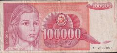 Yugoslavya 100000 Dinar 1989 Çok Temiz