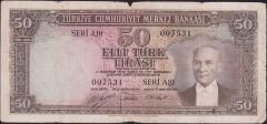 5.Emisyon 1.Tertip 50 Lira A10 007531 Temiz