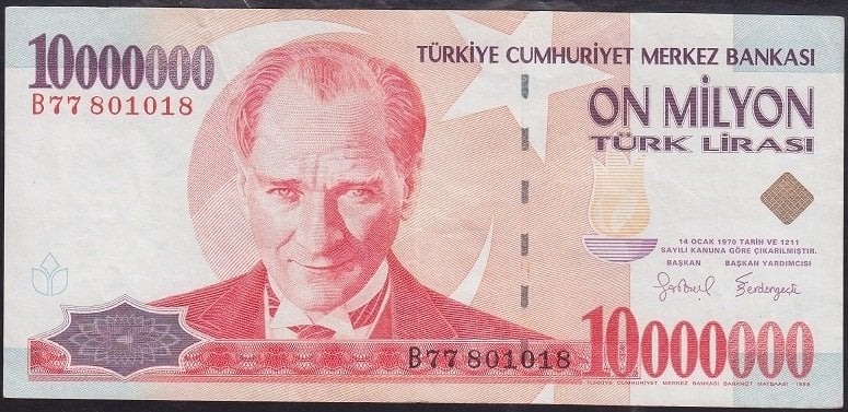 7.EMİSYON 10 000 000 LİRA B77 801018 ÇÇT +