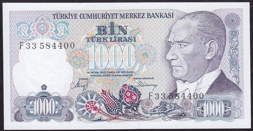 7.Emisyon 2.Tertip 1000 Lira F33 584400 Çil