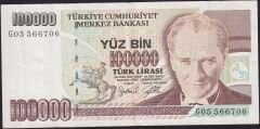 7.Emisyon 3.Tertip 100.000 Lira G05 566706 Çok Temiz+