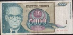 Yugoslavya 5000 Dinar 1992 Çok Temiz