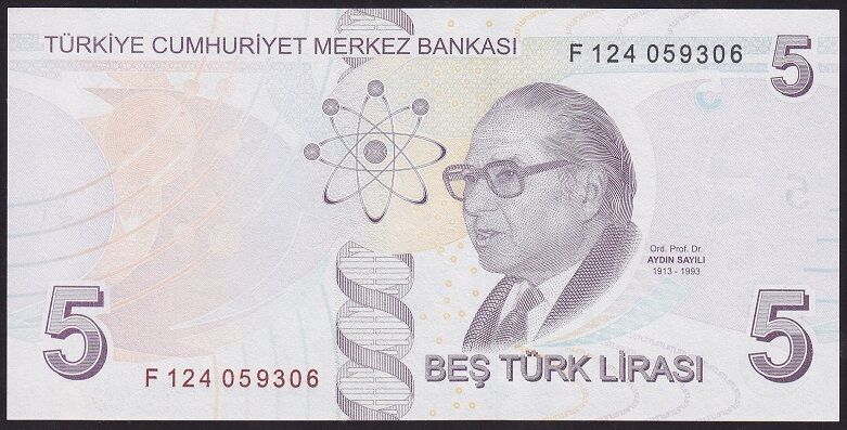 9.Emisyon 6.Tertip 5 Lira F124 059306 Çil