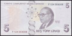 9.Emisyon 6.Tertip 5 Lira F124 059306 Çil