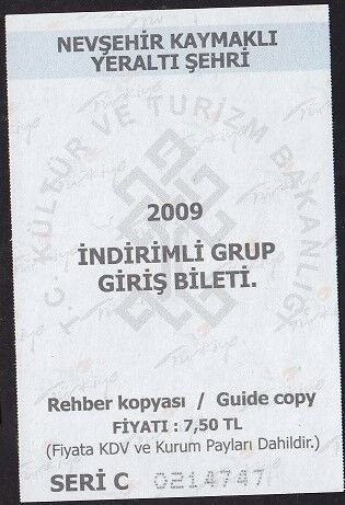 Nevşehir Yeraltı Şehri Giriş Bileti