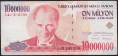 7.Emisyon 10 000 000 Lira A42 302356 Çok Temiz