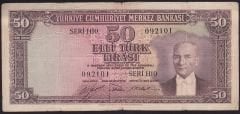 5.Emisyon 2.Tertip 50 Lira H10 092101 Çok Temiz