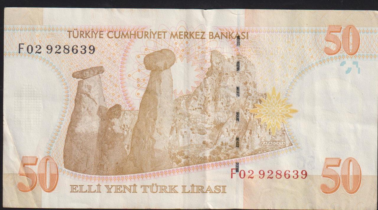 8.Emisyon 50 YTL F02 928639 Çok Temiz+
