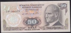 6.EMİSYON 1.TERTİP 50 LİRA C49 306819 ÇİLALTI