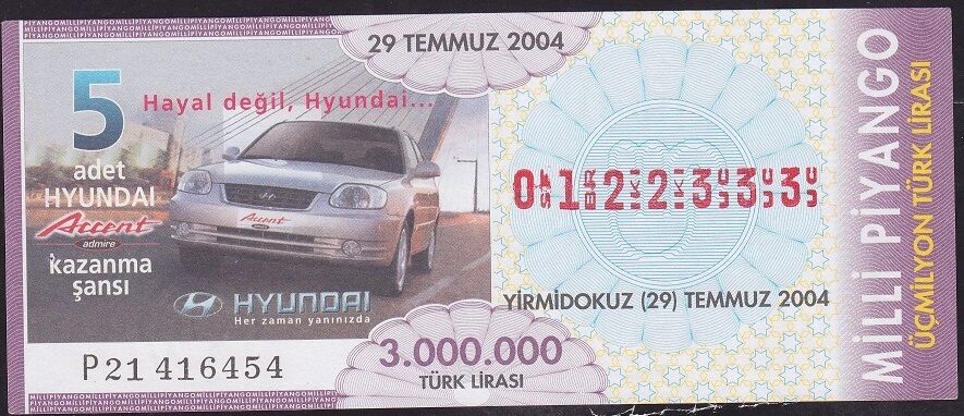 2004 29 Temmuz Bilet - Araba Çekilişi