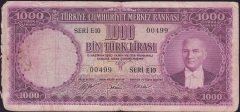 5.Emisyon 1.Tertip 1000 Lira E10 00499 Haliyle