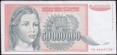 Yugoslavya 50000000 Dinar 1993 Çok Temiz+