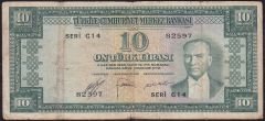 5.Emisyon 1.Tertip 10 Lira G14 82597 Çok Temiz