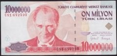 7.Emisyon 10 000 000 Lira C81 672737 Çok Temiz+