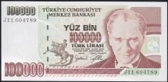 7.Emisyon 3.Tertip 100.000 Lira J11 604789 Çilaltı