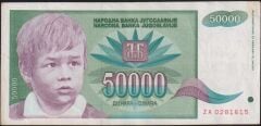Yugoslavya 50000 Dinar 1992 Çok Temiz+ ( ZA ) Replacement