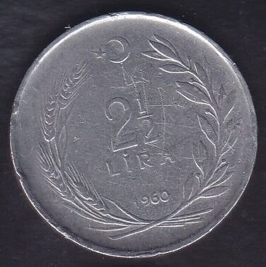 1960 Yılı 2.5 Lira Ters