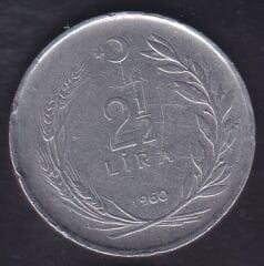 1960 Yılı 2.5 Lira Ters