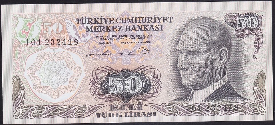 6.EMİSYON 1.TERTİP 50 LİRA I01 232418 ÇİLALTI ÇİL