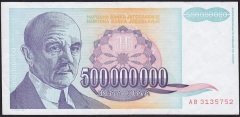 Yugoslavya 500000000 Dinar 1993 Çok Çok Temiz+