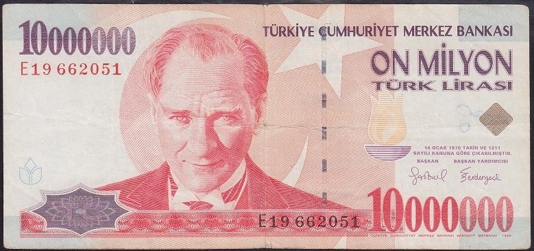 7.EMİSYON 10 000 000 LİRA E19 662051 TEMİZ +eski kağıt paralar nereye satılır