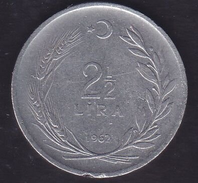 1962 Yılı 2.5 Lira Düz