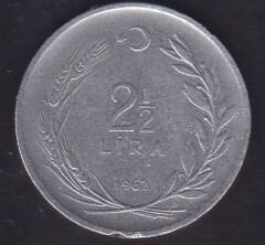 1962 Yılı 2.5 Lira Düz