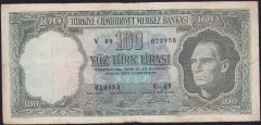 5.Emisyon 5.Tertip 100 Lira V89 028958 Çok Temiz