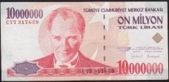 7.Emisyon 10 000 000 Lira C77 317659 Çok Temiz+