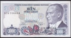 7.Emisyon 1.Tertip 1000 Lira A28 706664 Ççt Çilaltı