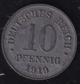Almanya 10 Reich Pfennig 1919