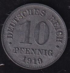 Almanya 10 Reich Pfennig 1919