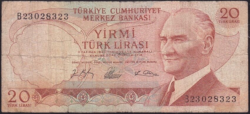 6.Emisyon 1.Tertip 20 Lira B23 028323 Temiz