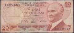 6.Emisyon 1.Tertip 20 Lira B23 028323 Temiz