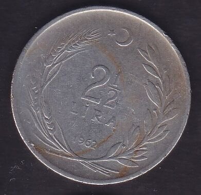 1962 Yılı 2.5 Lira Düz
