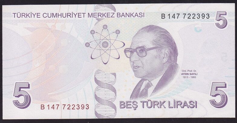9.Emisyon 2.Tertip 5 Lira B147 722393 Ççt Çilaltı