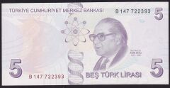 9.Emisyon 2.Tertip 5 Lira B147 722393 Ççt Çilaltı