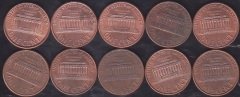 Amerika 1 Cent 10 Adet 1990-1999 - 1990 lı Yıllar Tam Takım