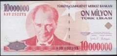 7.Emisyon 10 000 000 Lira A37 252271 Çok Çok Temiz