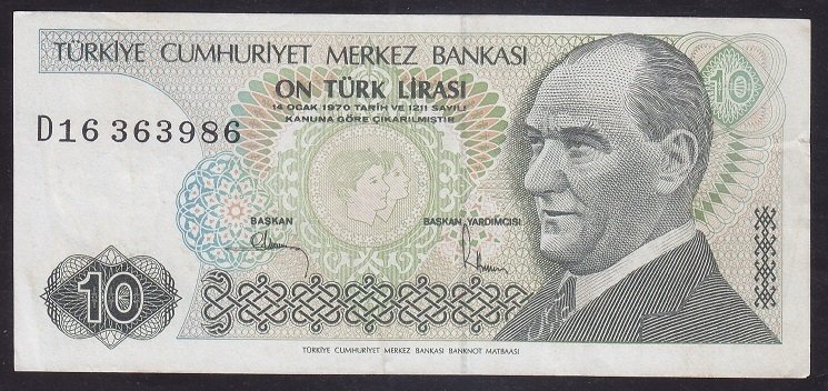 7.EMİSYON 2.TERTİP 10 LİRA D16 363986 ÇOK TEMİZ +