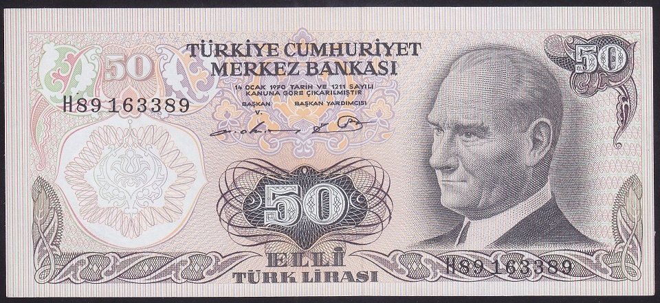 6.EMİSYON 1.TERTİP 50 LİRA H89 163389 ÇİLALTI