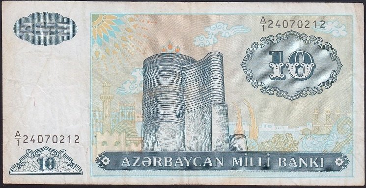 Azerbeycan 10 Manat 1993 (A 1 ) Çok Temiz
