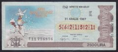 1987 31 ARALIK ÇEYREK BİLET K SERİSİ