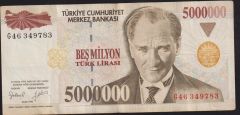 7.Emisyon 5 000 000 Lira G46 349783 Çok Temiz