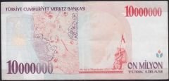 7.Emisyon 10 000 000 Lira C74 368692 Çok Temiz+